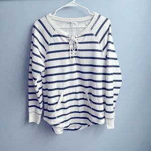 Victoria’s Secret Henley Tie Long Sleeves Striped Sweatshirt XS